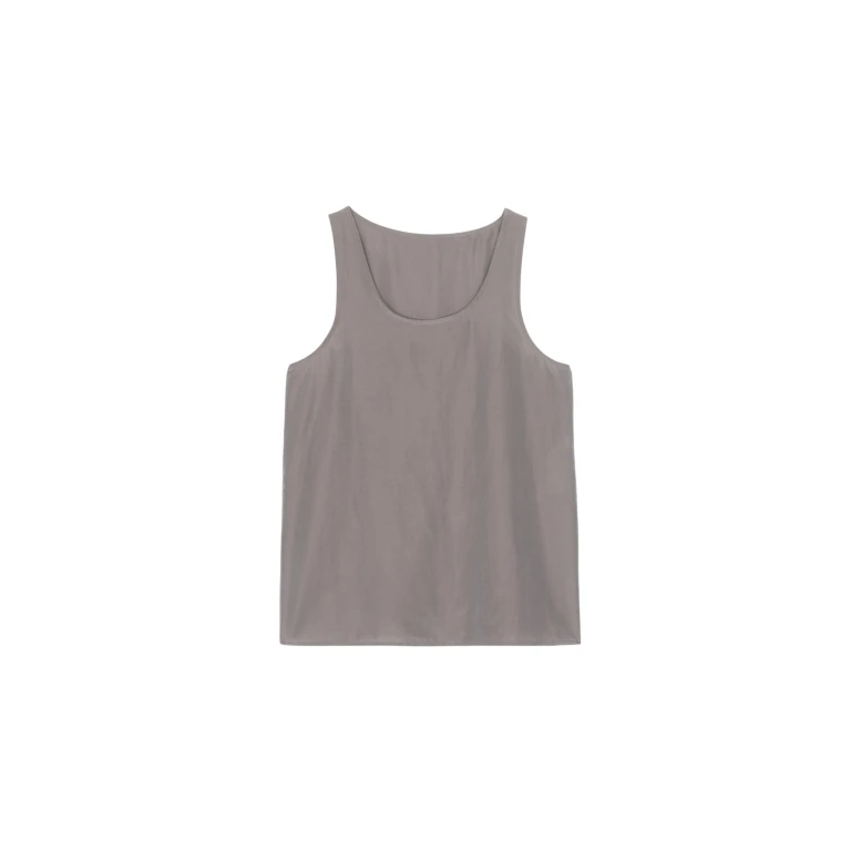 The Frankie Shop Nivee Lustrous Boxy Tank - Dark Taupe - Oversized Minimalist Tops in Beige - Shop at Luxury Shoes 