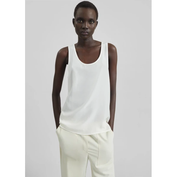 The Frankie Shop Nivee Lustrous Boxy Tank - Ivory - Oversized Minimalist Tops in Ivory - Shop at Luxury Shoes 
