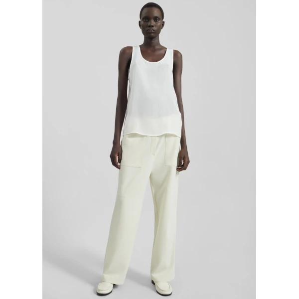 The Frankie Shop Nivee Lustrous Boxy Tank - Ivory - Oversized Minimalist Tops in Ivory - Shop at Luxury Shoes 