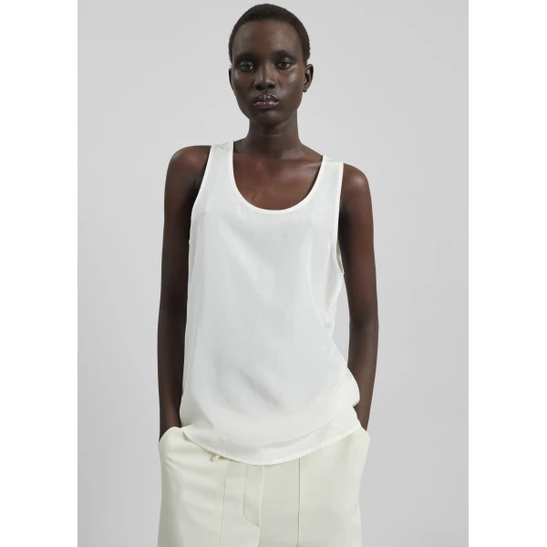 The Frankie Shop Nivee Lustrous Boxy Tank - Ivory - Oversized Minimalist Tops in Ivory - Shop at Luxury Shoes 