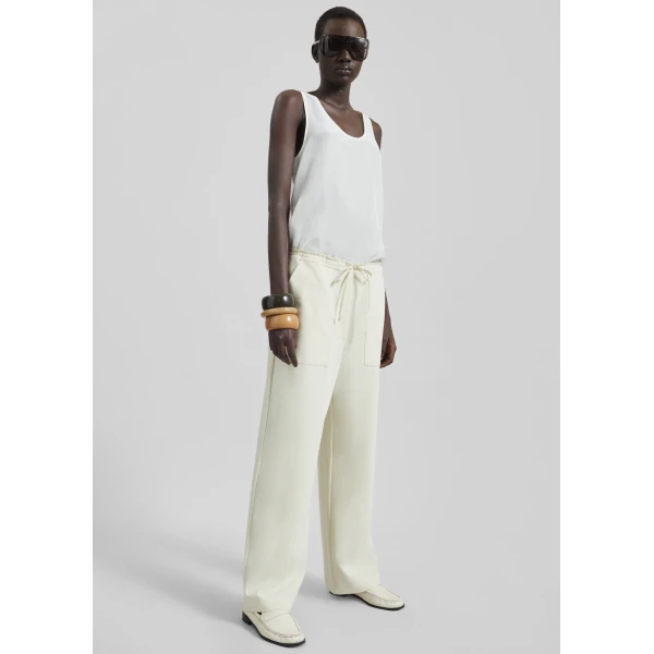 The Frankie Shop Nivee Lustrous Boxy Tank - Ivory - Oversized Minimalist Tops in Ivory - Shop at Luxury Shoes 
