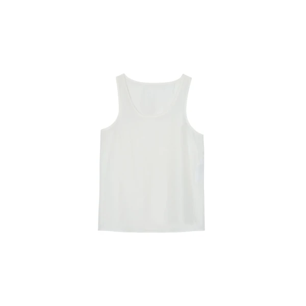 The Frankie Shop Nivee Lustrous Boxy Tank - Ivory - Oversized Minimalist Tops in Ivory - Shop at Luxury Shoes 