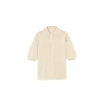 The Frankie Shop Nola Knit Polo Top - Cream - Oversized Minimalist Tops in Ivory - Shop at Luxury Shoes 
