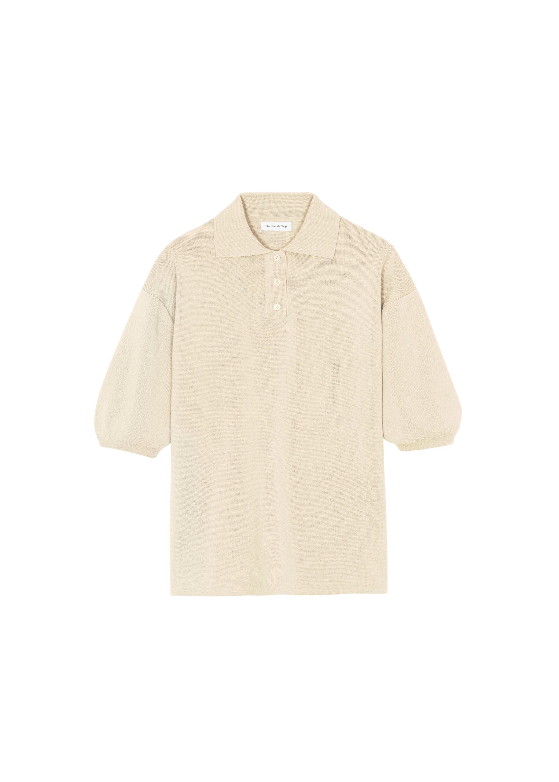 The Frankie Shop Nola Knit Polo Top - Cream - Oversized Minimalist Tops in Ivory - Shop at Luxury Shoes 