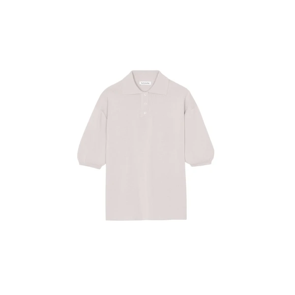 The Frankie Shop Nola Knit Polo Top - Slate Grey - Oversized Minimalist Tops in Grey - Shop at Luxury Shoes 
