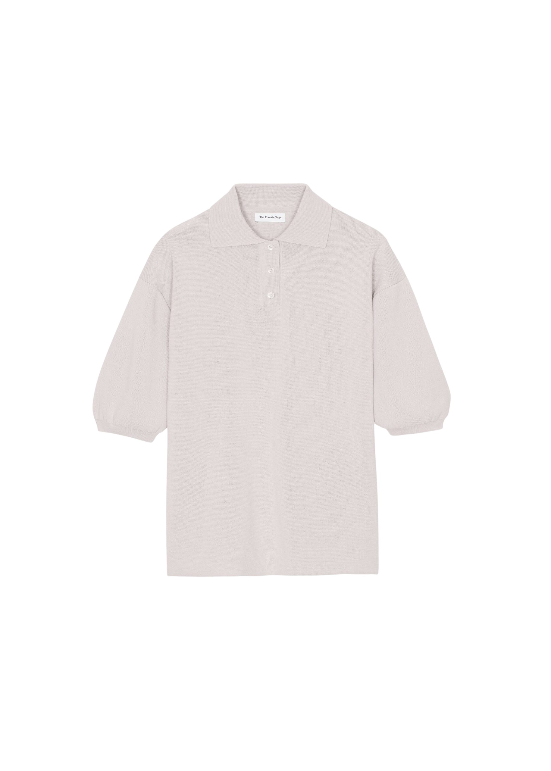 The Frankie Shop Nola Knit Polo Top - Slate Grey - Oversized Minimalist Tops in Grey - Shop at Luxury Shoes 