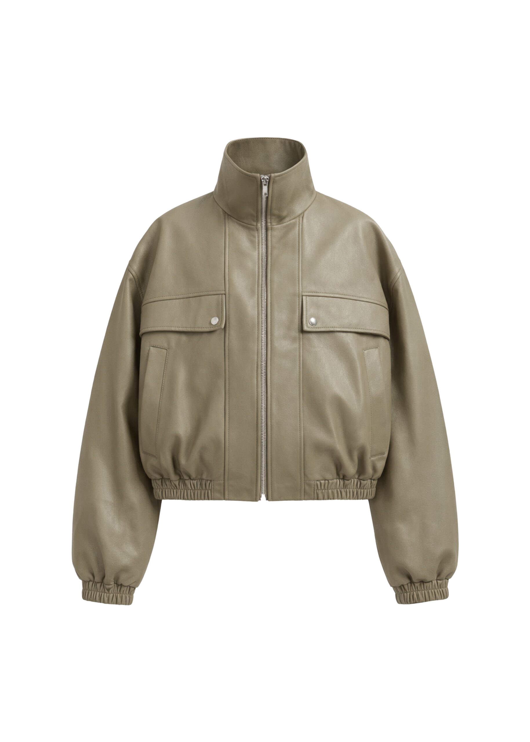 The Frankie Shop Nolita Faux Leather Bomber Jacket – Sage