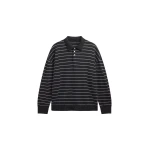 The Frankie Shop Nolma Knit Polo Sweater - Grey/White Stripe - Oversized Minimalist Knitwear in Multicolour - Shop at Luxury Shoes 