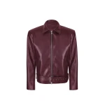The Frankie Shop Norbury Faux Leather Jacket - Burgundy - Oversized Minimalist Jackets in Red - Shop at Luxury Shoes 