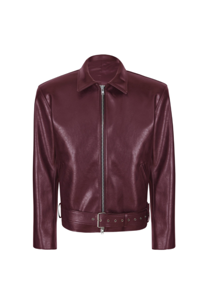 The Frankie Shop Norbury Faux Leather Jacket - Burgundy - Oversized Minimalist Jackets in Red - Shop at Luxury Shoes 