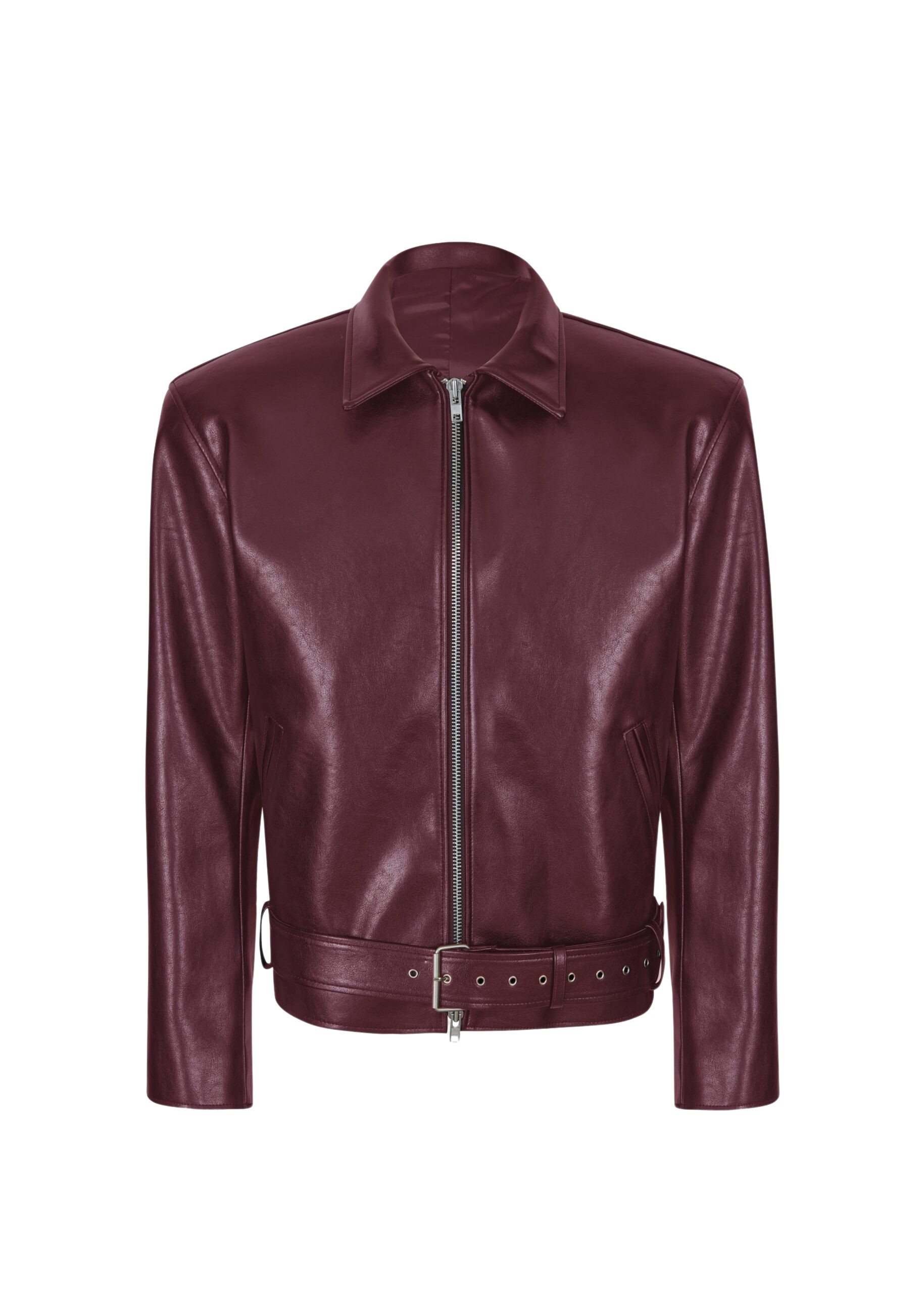 The Frankie Shop Norbury Faux Leather Jacket – Burgundy