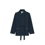 The Frankie Shop Norris Short Trench - Navy - Oversized Minimalist Coats in Blue - Shop at Luxury Shoes 