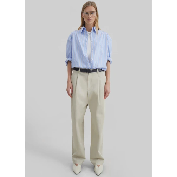 The Frankie Shop Norstrand Cotton Chino Trousers - Light Beige - Oversized Minimalist Pants in Beige - Shop at Luxury Shoes 