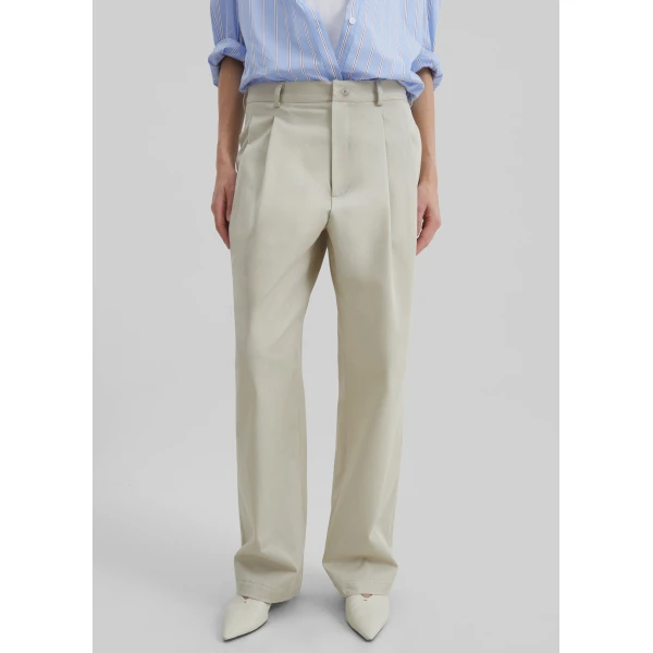 The Frankie Shop Norstrand Cotton Chino Trousers - Light Beige - Oversized Minimalist Pants in Beige - Shop at Luxury Shoes 