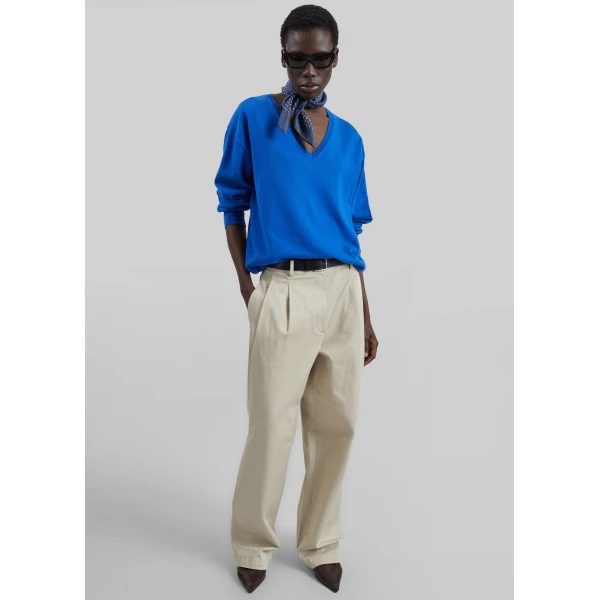 The Frankie Shop Norstrand Cotton Chino Trousers - Light Beige - Oversized Minimalist Pants in Beige - Shop at Luxury Shoes 
