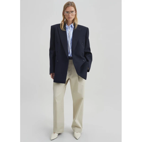 The Frankie Shop Norstrand Cotton Chino Trousers - Light Beige - Oversized Minimalist Pants in Beige - Shop at Luxury Shoes 