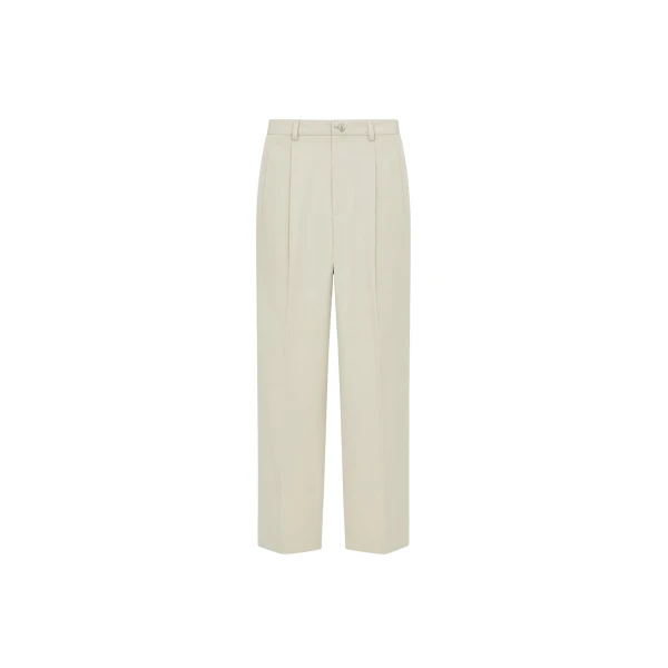 The Frankie Shop Norstrand Cotton Chino Trousers - Light Beige - Oversized Minimalist Pants in Beige - Shop at Luxury Shoes 