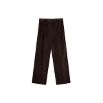 The Frankie Shop Norstrand Pleated Corduroy Trousers - Dark Brown - Oversized Minimalist Pants in Beige - Shop at Luxury Shoes 