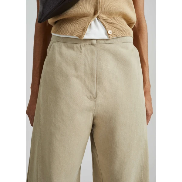 The Frankie Shop Noyon Barrel Leg Pants - Beige - Oversized Minimalist Pants in Beige - Shop at Luxury Shoes 