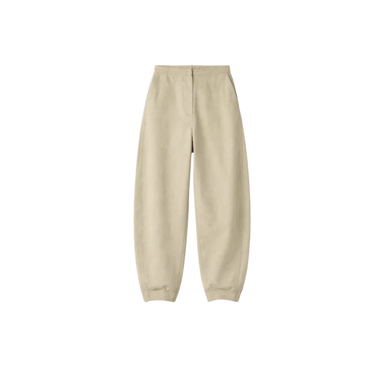 The Frankie Shop Noyon Barrel Leg Pants - Beige - Oversized Minimalist Pants in Beige - Shop at Luxury Shoes 