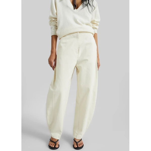 The Frankie Shop Noyon Barrel Leg Pants - Cream - Oversized Minimalist Pants in Ivory - Shop at Luxury Shoes 
