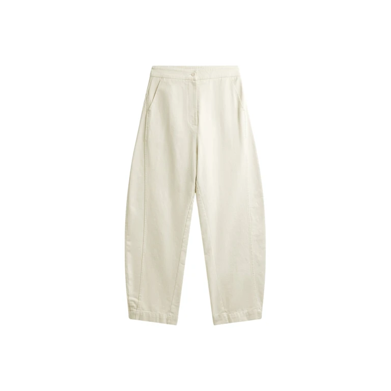 The Frankie Shop Noyon Barrel Leg Pants - Cream - Oversized Minimalist Pants in Ivory - Shop at Luxury Shoes 