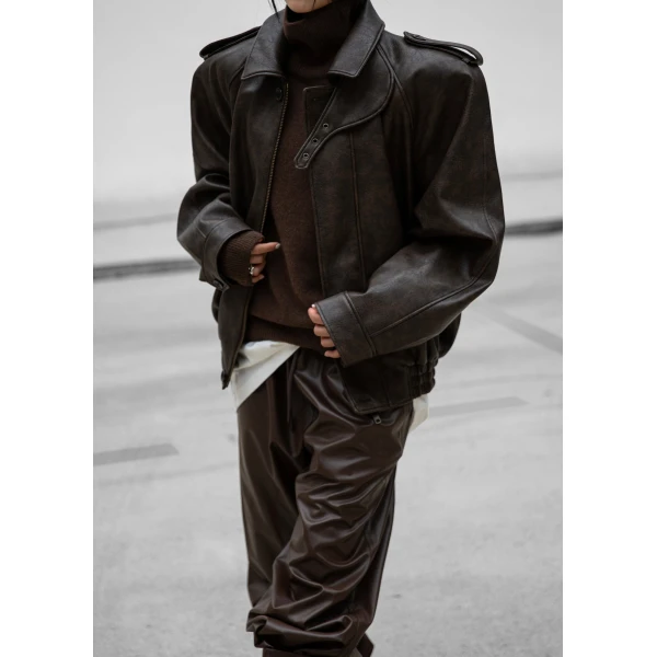 The Frankie Shop Nyland Faux Leather Padded Jacket – Brown, view 3