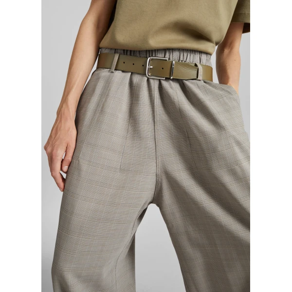 The Frankie Shop Oakdale Track Pants - Beige Glen Plaid - Oversized Minimalist Pants in Multicolour - Shop at Luxury Shoes 