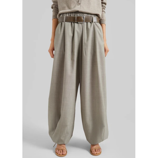 The Frankie Shop Oakdale Track Pants - Beige Melange - Oversized Minimalist Pants in Beige - Shop at Luxury Shoes 