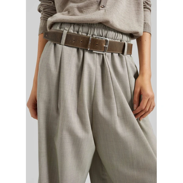 The Frankie Shop Oakdale Track Pants - Beige Melange - Oversized Minimalist Pants in Beige - Shop at Luxury Shoes 