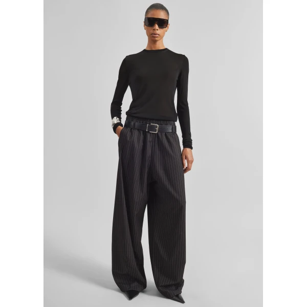 The Frankie Shop Oakdale Track Pants - Black/White Pinstripe - Oversized Minimalist Pants in Multicolour - Shop at Luxury Shoes 