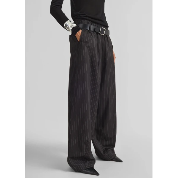 The Frankie Shop Oakdale Track Pants - Black/White Pinstripe - Oversized Minimalist Pants in Multicolour - Shop at Luxury Shoes 