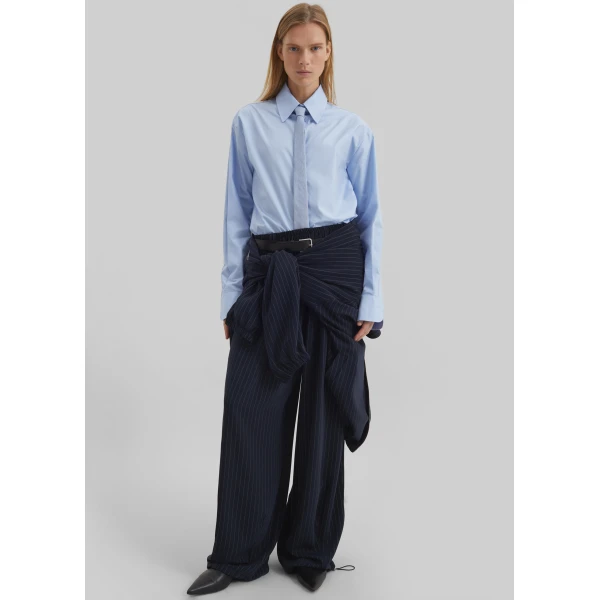 The Frankie Shop Oakdale Track Pants - Navy/White Pinstripe - Oversized Minimalist Pants in Multicolour - Shop at Luxury Shoes 