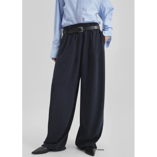 The Frankie Shop Oakdale Track Pants - Navy/White Pinstripe - Oversized Minimalist Pants in Multicolour - Shop at Luxury Shoes 