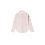 The Frankie Shop Oana Cotton Padded Shirt - Pink/White Stripes - Oversized Minimalist Tops in Multicolour - Shop at Luxury Shoes 