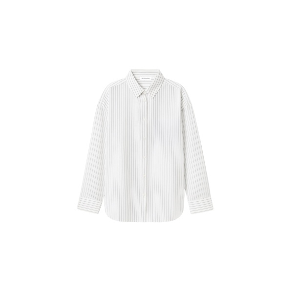 The Frankie Shop Oana Fluid Button-Up Shirt - White/Black Stripe - Oversized Minimalist Tops in Multicolour - Shop at Luxury Shoes 