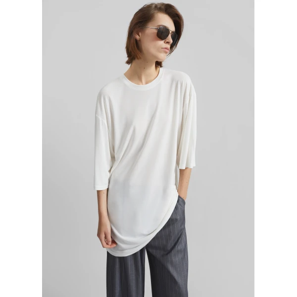 The Frankie Shop Oberon Soft Oversized T-Shirt - White - Oversized Minimalist Tops in White - Shop at Luxury Shoes 