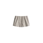 The Frankie Shop Odemira Mini Boxer Shorts - Beige Plaid - Oversized Minimalist Shorts in Multicolour - Shop at Luxury Shoes 