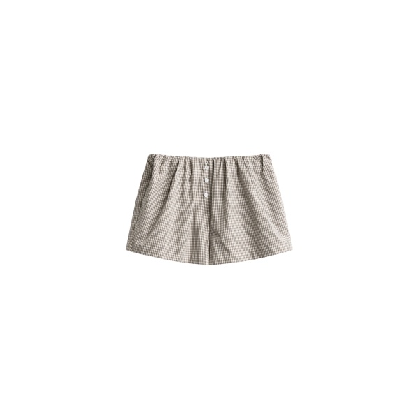 The Frankie Shop Odemira Mini Boxer Shorts - Beige Plaid - Oversized Minimalist Shorts in Multicolour - Shop at Luxury Shoes 