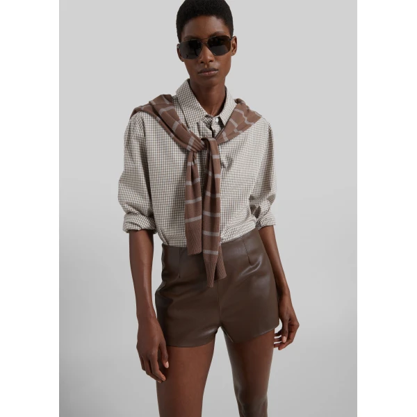The Frankie Shop Odemira Shirt - Beige Plaid - Oversized Minimalist Tops in Multicolour - Shop at Luxury Shoes 