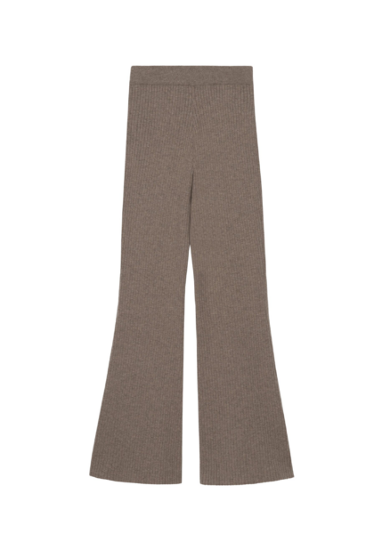 The Frankie Shop Odense Ribbed Flared Pants - Brown - Oversized Minimalist Pants in Beige - Shop at Luxury Shoes 