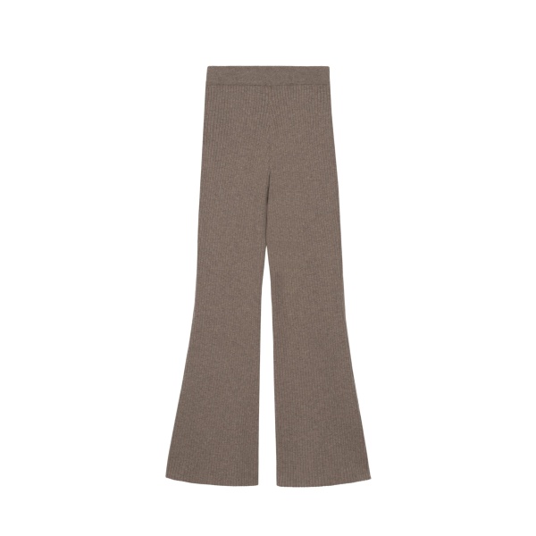 The Frankie Shop Odense Ribbed Flared Pants - Brown - Oversized Minimalist Pants in Beige - Shop at Luxury Shoes 