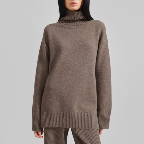 The Frankie Shop Odense Turtleneck Sweater – Brown, view 2