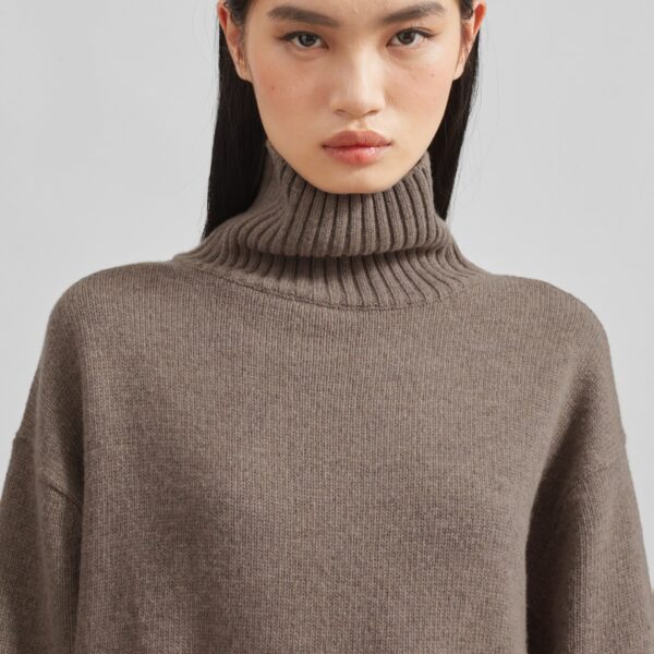 The Frankie Shop Odense Turtleneck Sweater – Brown, view 3