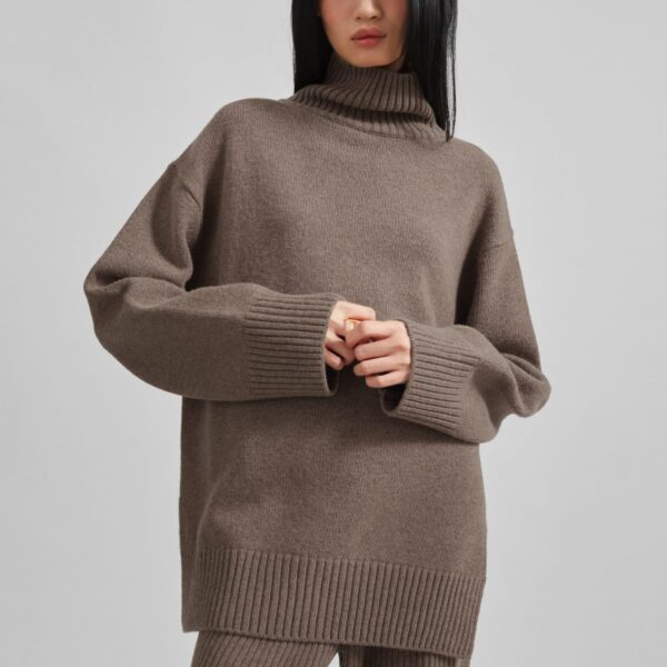 The Frankie Shop Odense Turtleneck Sweater – Brown, view 5