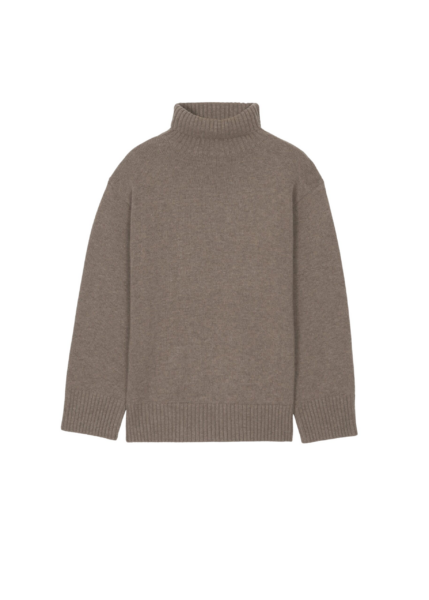 The Frankie Shop Odense Turtleneck Sweater - Brown - Oversized Minimalist Knitwear in Beige - Shop at Luxury Shoes 