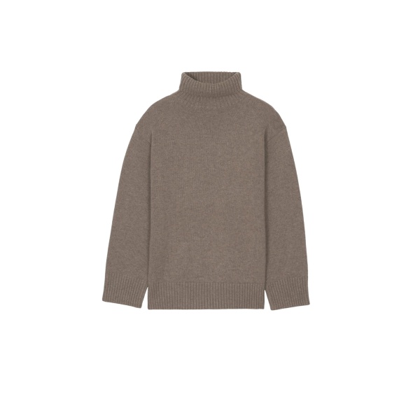 The Frankie Shop Odense Turtleneck Sweater - Brown - Oversized Minimalist Knitwear in Beige - Shop at Luxury Shoes 