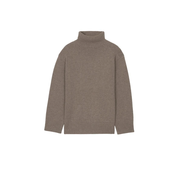 The Frankie Shop Odense Turtleneck Sweater - Brown - Oversized Minimalist Knitwear in Beige - Shop at Luxury Shoes 