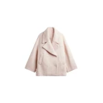 The Frankie Shop Odeone Brushed Wool Peacoat - Faded Pink - Oversized Minimalist Coats in Pink - Shop at Luxury Shoes 