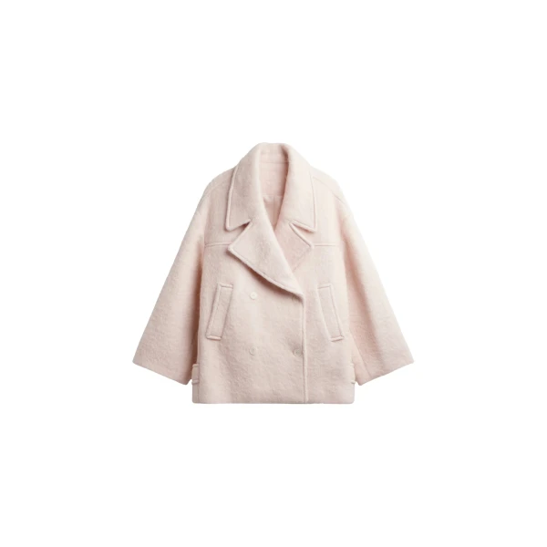 The Frankie Shop Odeone Brushed Wool Peacoat - Faded Pink - Oversized Minimalist Coats in Pink - Shop at Luxury Shoes 